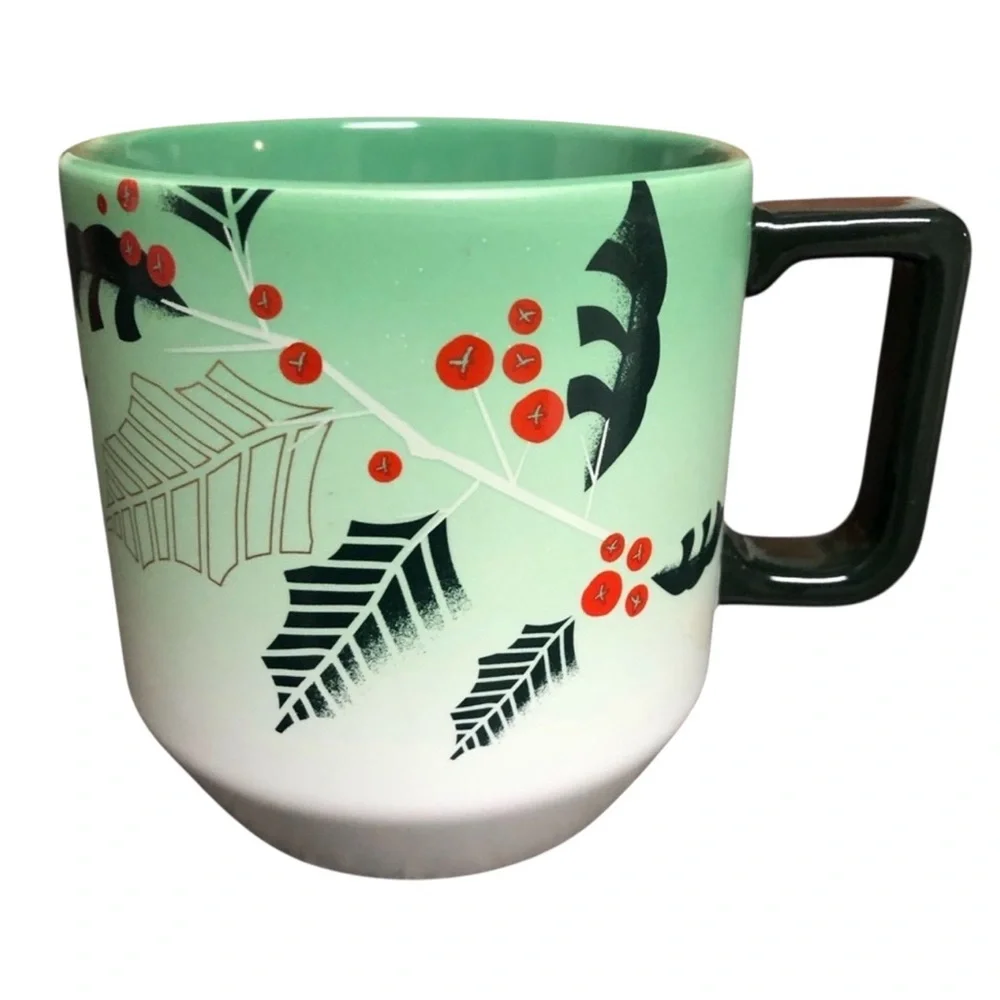 Starbucks‎ 2020 Christmas Coffee Mug Green Holly Berries Mistletoe 14oz